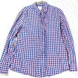 Men's XL American Eagle Long Sleeve Pink/Blue Gingham Plaid Standard Fit